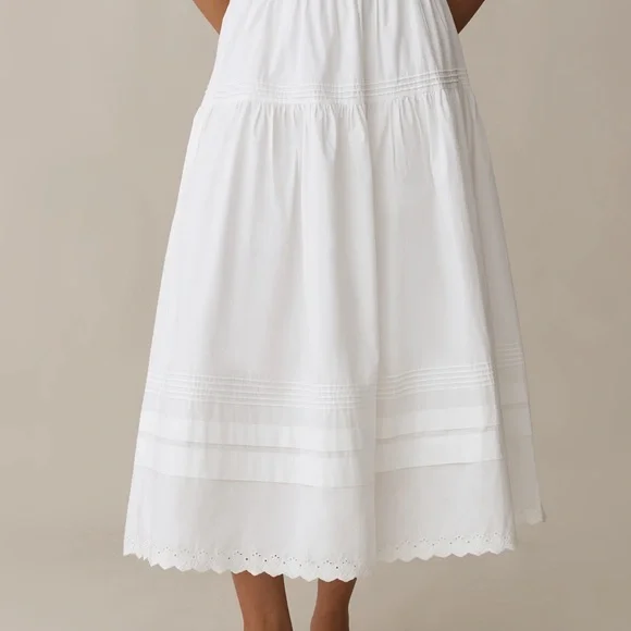 Scallop-Hem White Midi Cotton Skirt - Picture 1 of 1